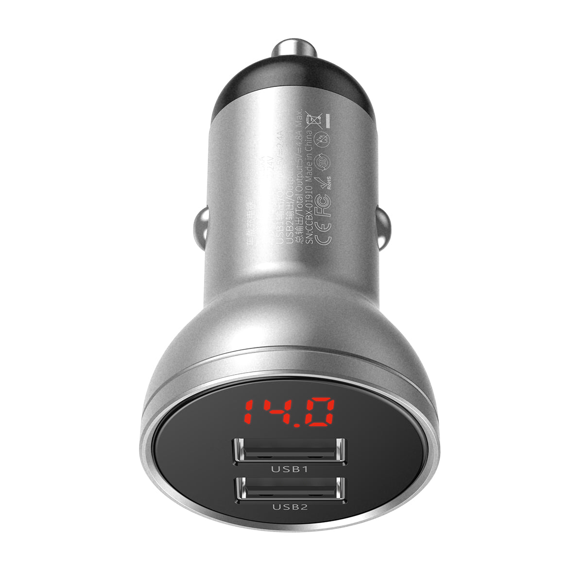 Nabíječka do auta Baseus 24W 2xUSB stříbrná