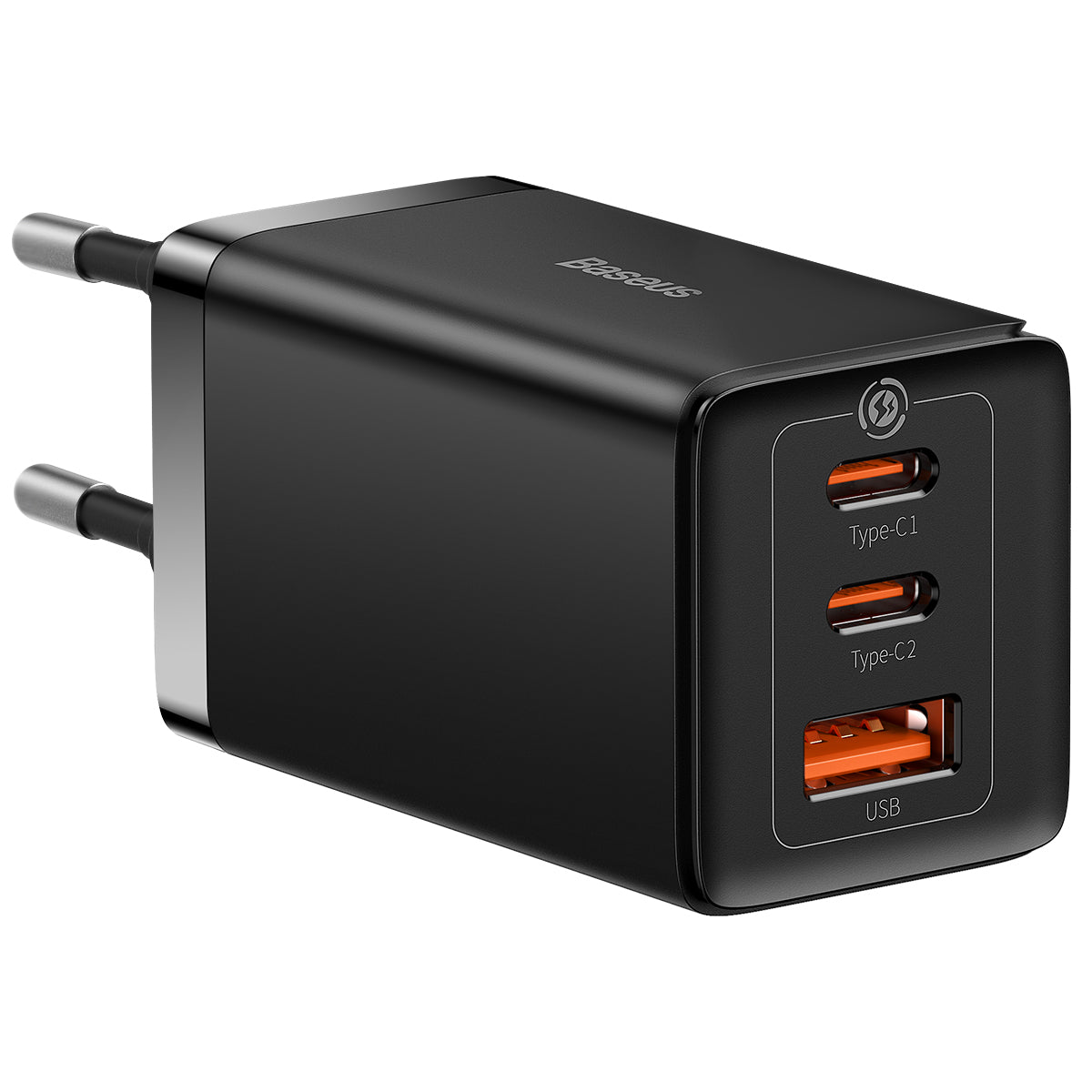 Nabíječka do sítě Baseus GaN5 Pro 65W s USB-C/USB-C kabelem 100W 1m, 1xUSB, 2xUSB-C černá