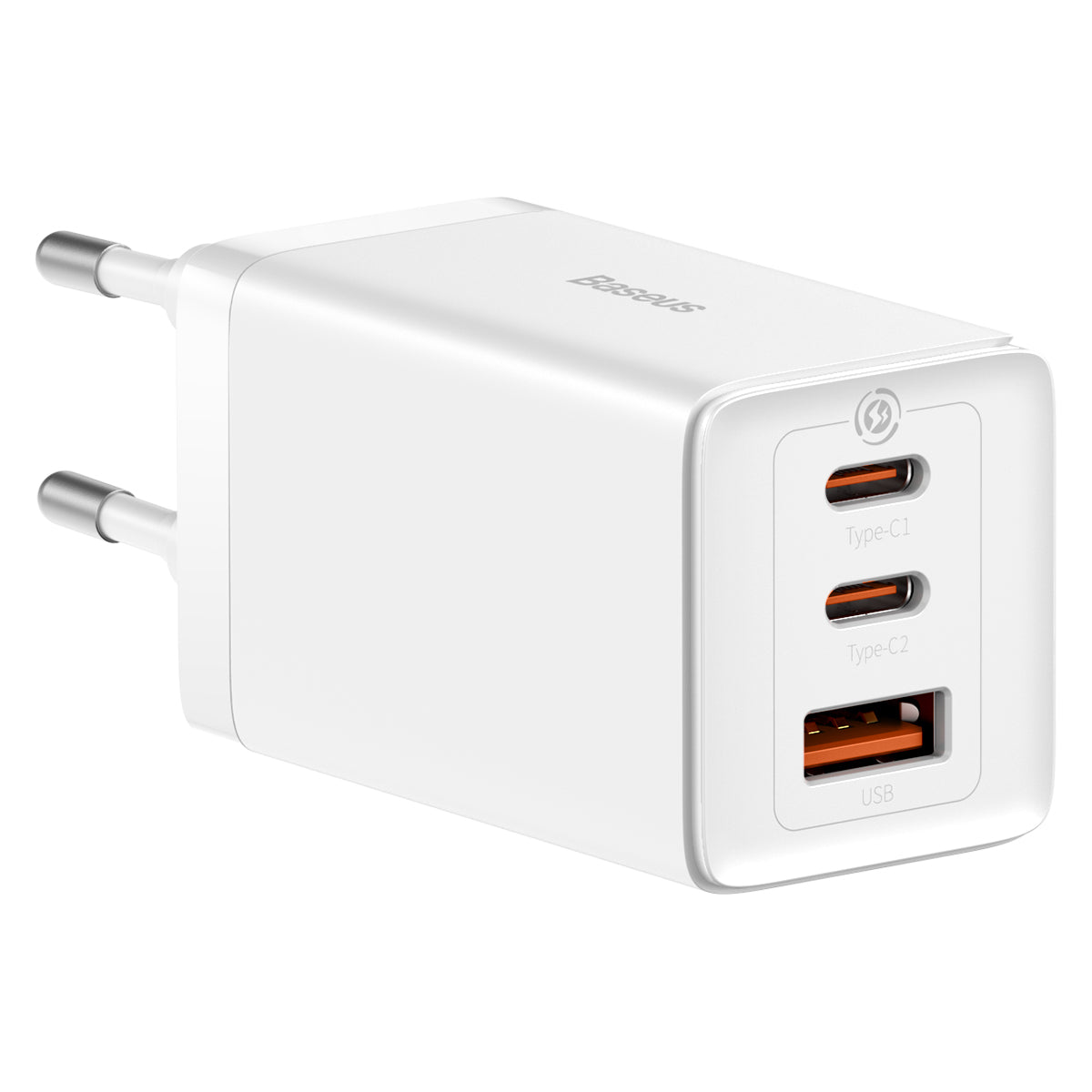 Nabíječka do sítě Baseus GaN5 Pro 65W s USB-C/USB-C kabelem 100W 1m, 1xUSB, 2xUSB-C bílá