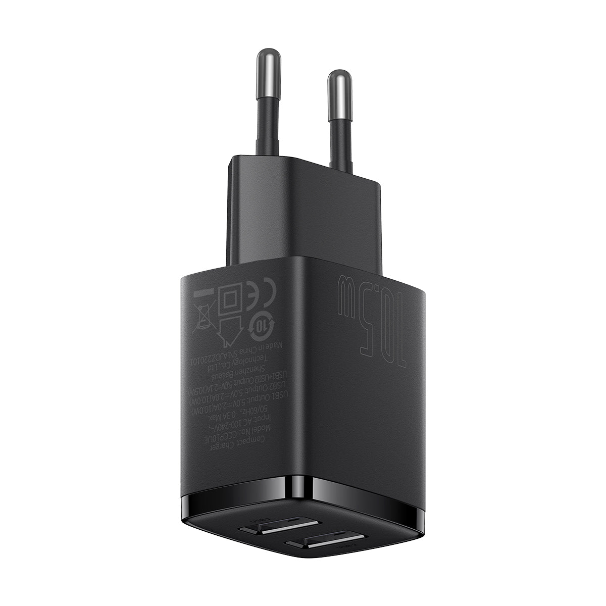 Nabíječka do sítě Baseus Compact 10W, 2xUSB černá