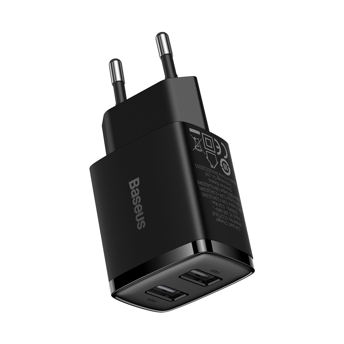 Nabíječka do sítě Baseus Compact 10W, 2xUSB černá
