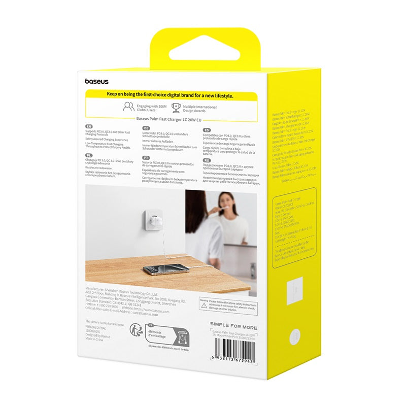 Nabíječka do sítě Baseus Palm 20W, 1xUSB-C bílá