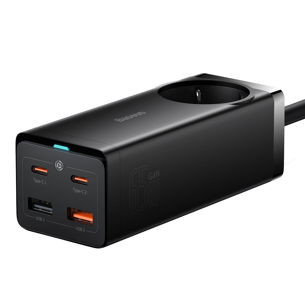 Nabíjecí stanice Baseus GaN3 Pro 65W 1xzásuvka, 2xUSB-C, 2xUSB černá