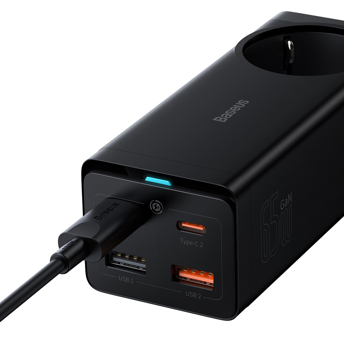 Nabíjecí stanice Baseus GaN3 Pro 65W 1xzásuvka, 2xUSB-C, 2xUSB černá
