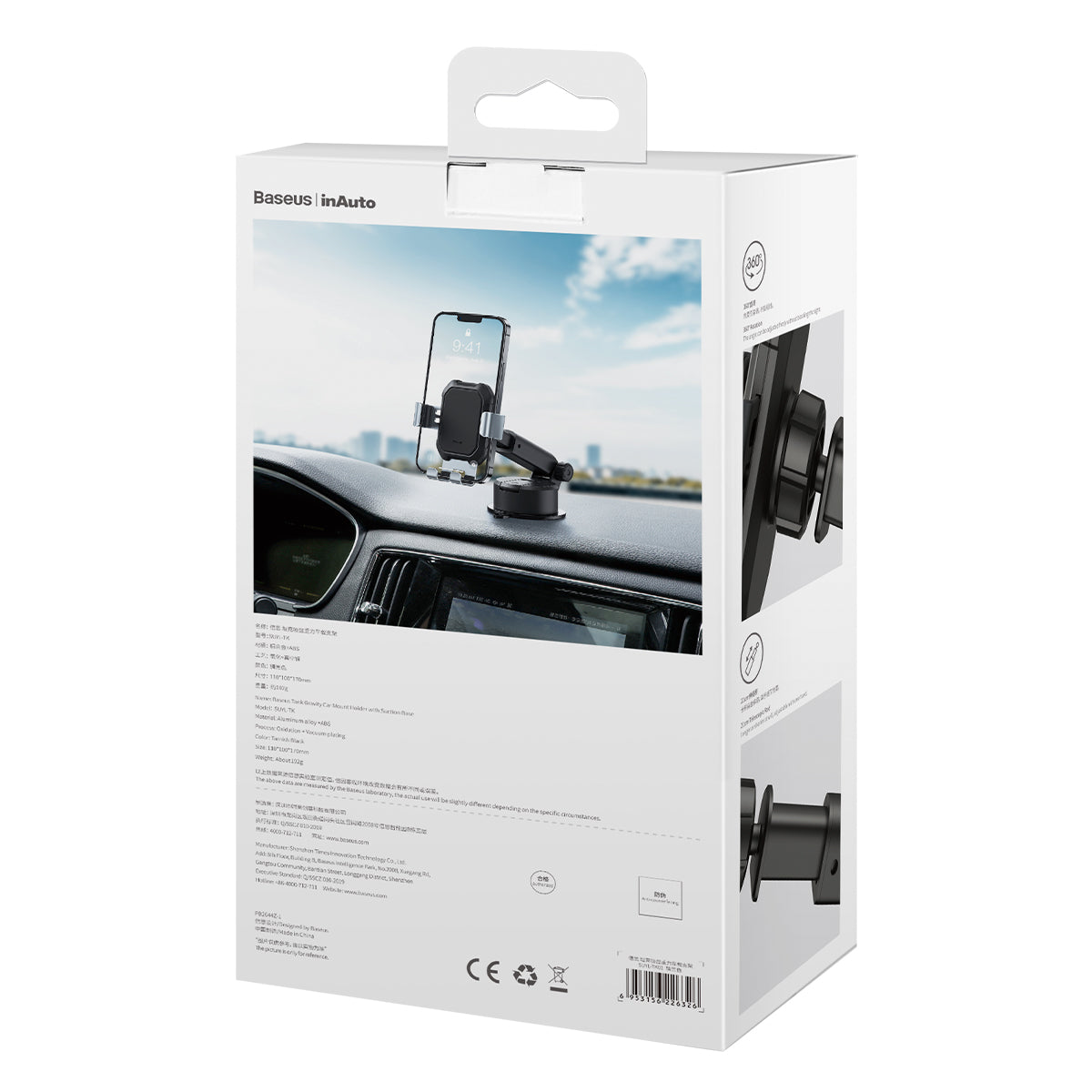 Držák do auta Baseus Tank Gravity s přísavkou černý