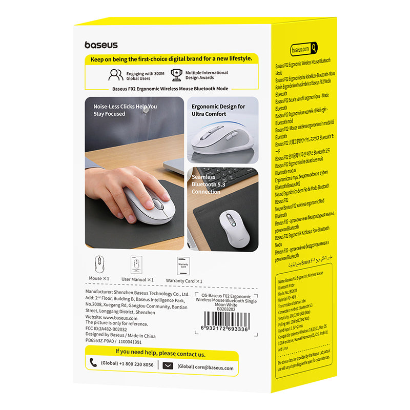 Ergonomická Bezdrátová Myš Baseus F02 - bílá