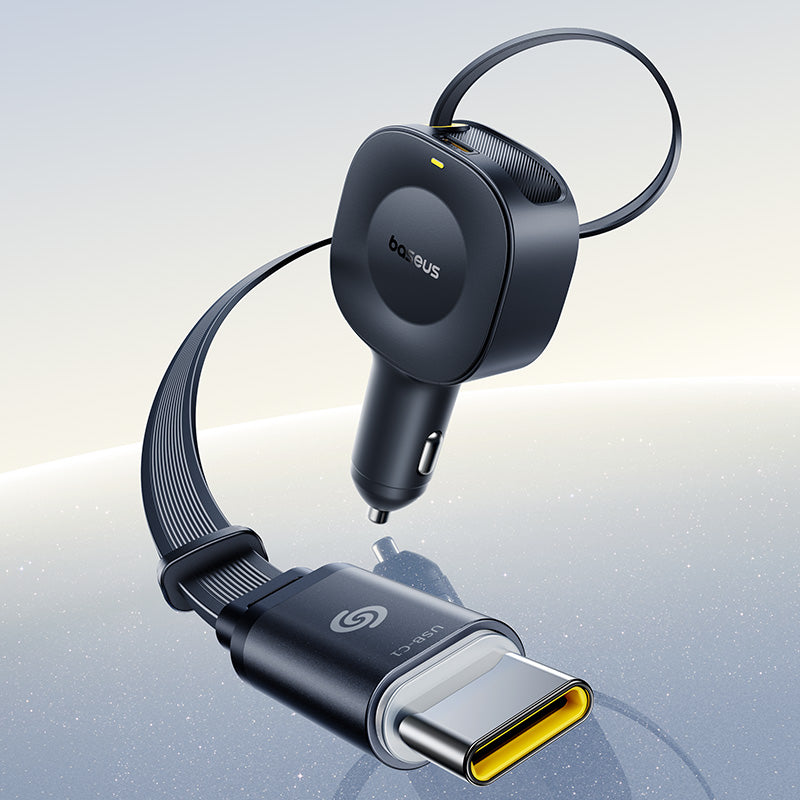 Zatahovací Nabíječka do auta Baseus PrimeTrip VR2 USB-C 1,5m 30W 1x USB-C