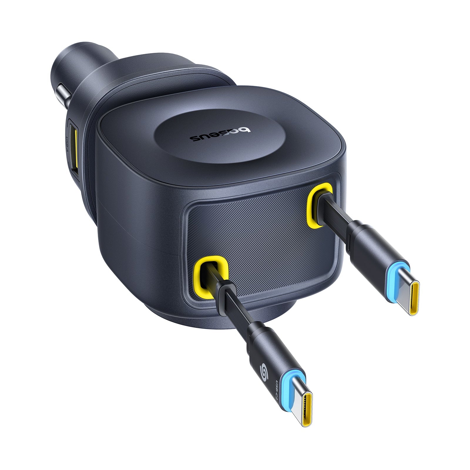 Zatahovací Nabíječka do auta Baseus PrimeTrip VR2 Max 100W s navíjecími kabely 2x USB-C, 1xUSB-C, 1x USB
