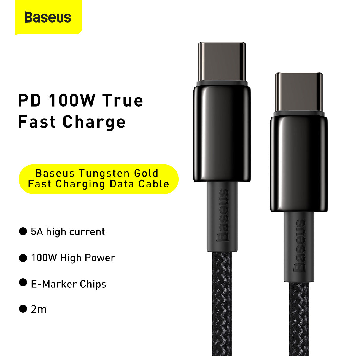 Cabo Baseus USB-C 100W 2m