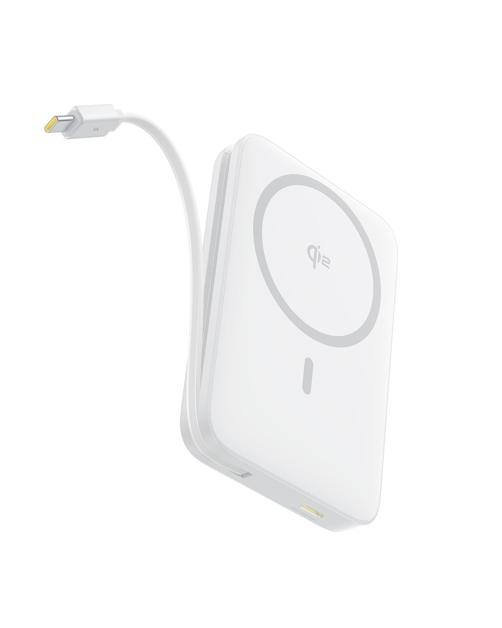 Powerbanka Baseus PicoGo Qi2 10000mAh, 27W, s kabelem USB-C bílá 