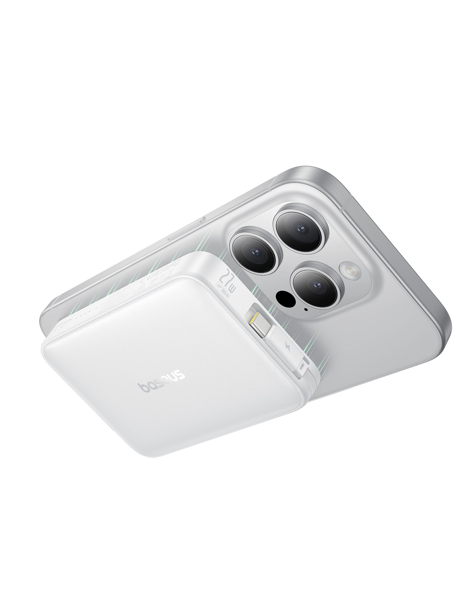 Powerbanka Baseus PicoGo Qi2 10000mAh, 27W, s kabelem USB-C bílá 