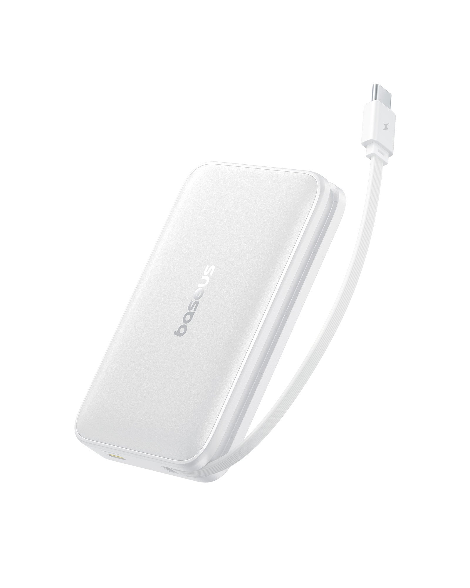 Powerbanka Baseus PicoGo Qi2 10000mAh, 27W, s kabelem USB-C bílá 