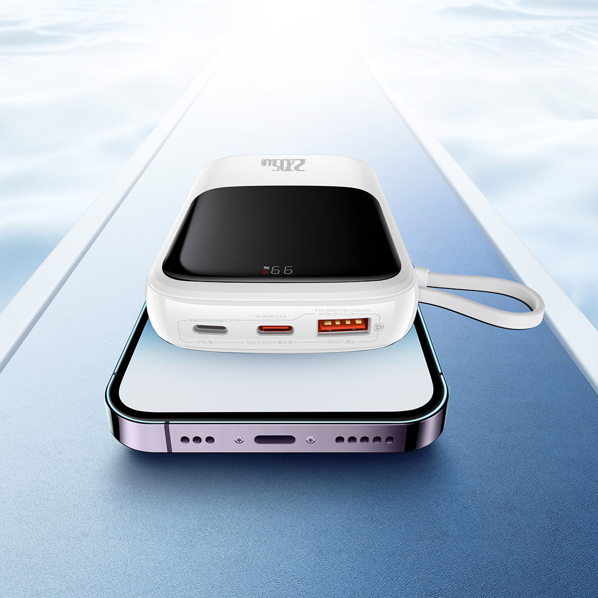 Powerbanka Baseus Qpow Pro 10000mAh, 20W, s kabelem Lightning bílá