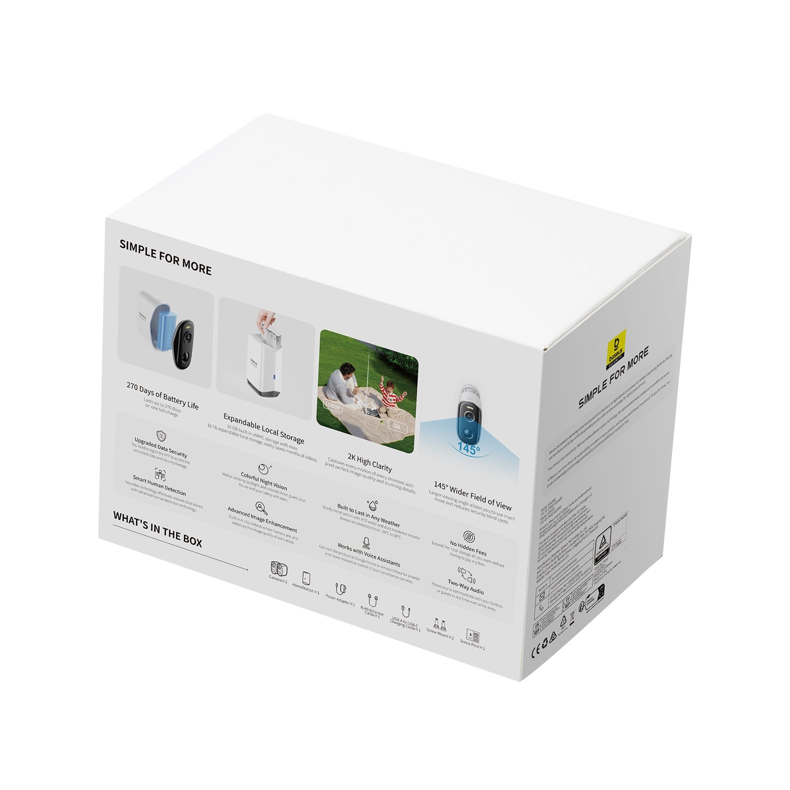 Venkovní kamera Baseus Security N1 Plus 2K (sada 2ks+centrální stanice) bílá