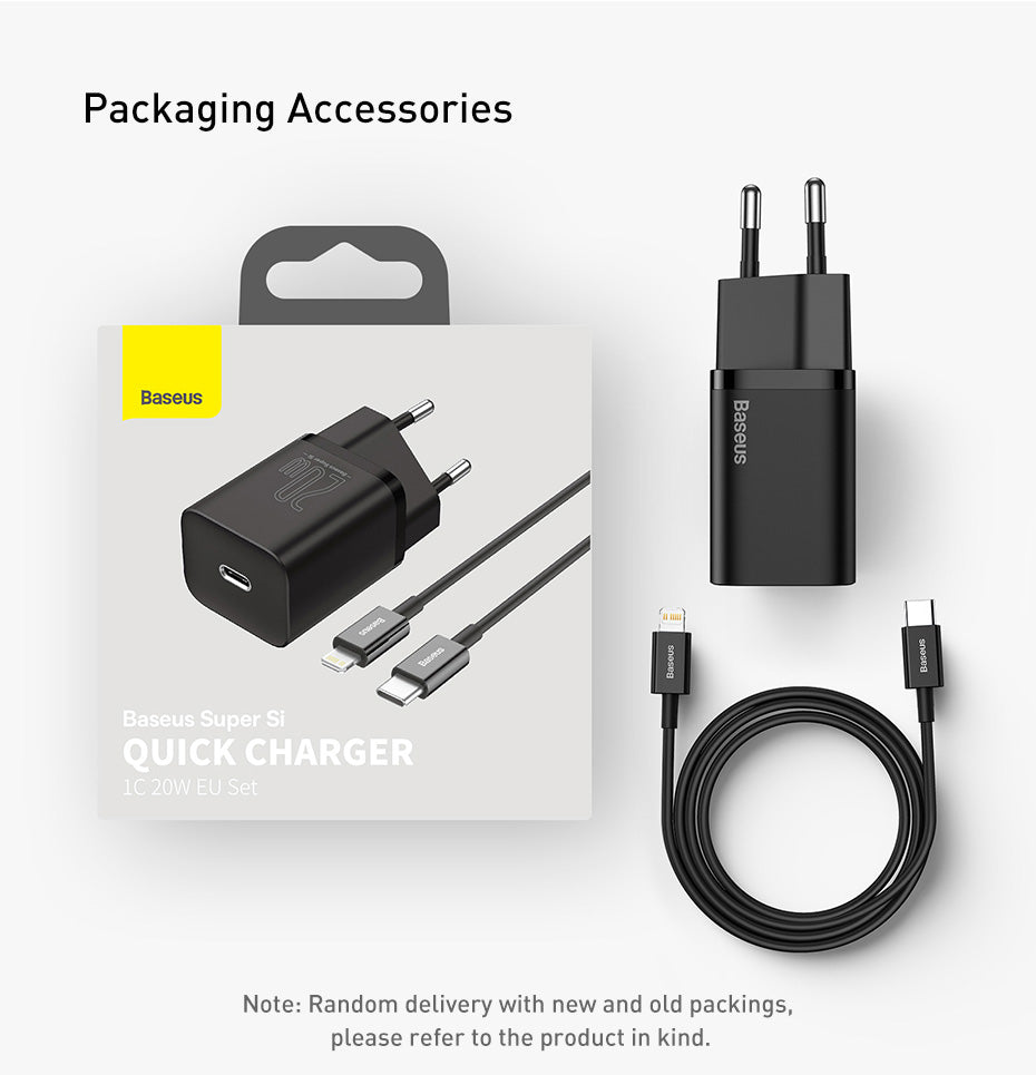 Baseus Carregador De Parede Turbo 20w Tipo-c + Cabo iPhone