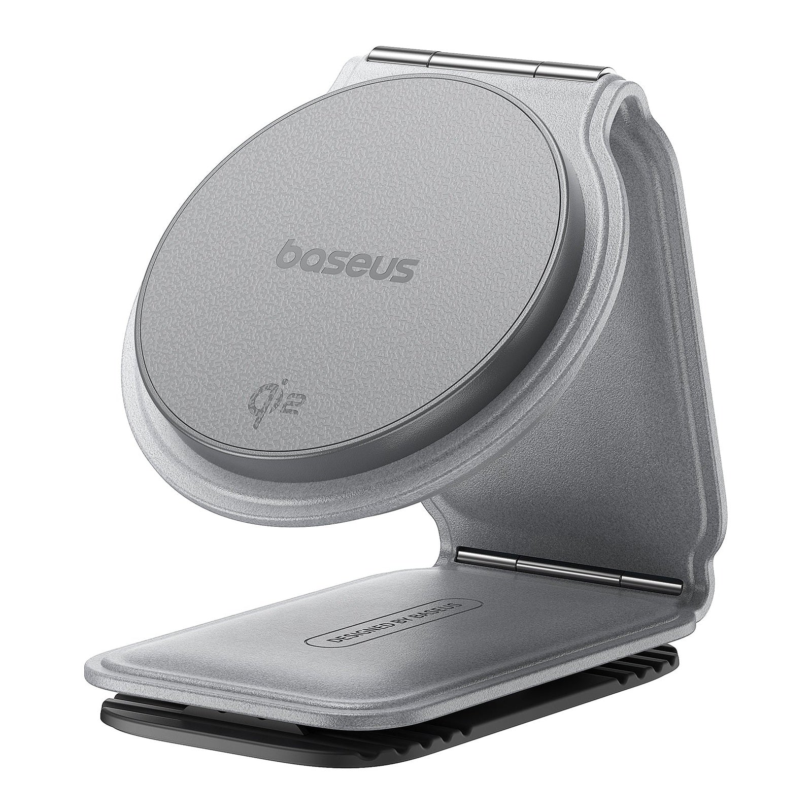 Držák do auta s bezdrátovým nabíjením Qi2 Baseus PrimeTrip C02 na palubní desku šedý