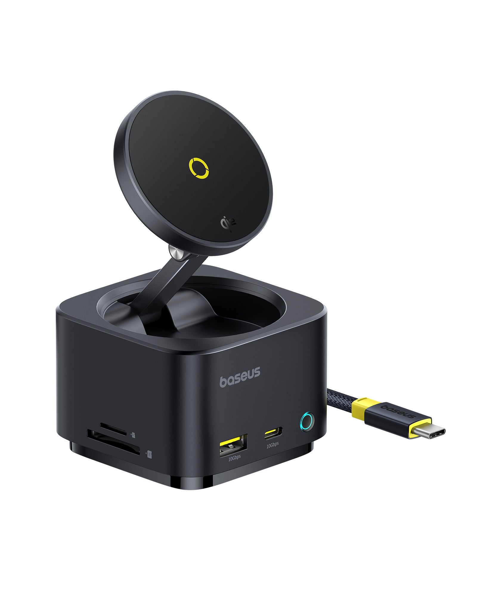 Dokovací stanice 7v1 Baseus MagPro 100W/15W Qi2, 2xUSB-C, 2xUSB, 1xHDMI, SD/microSD slot černá