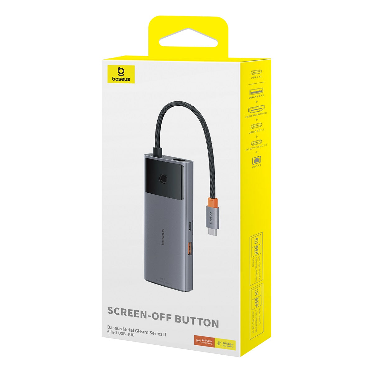 Dokovací stanice 6v1 Baseus Metal Gleam 2 100W 2xUSB-C, 2xUSB, 1xHDMI, 1xRJ45 šedá