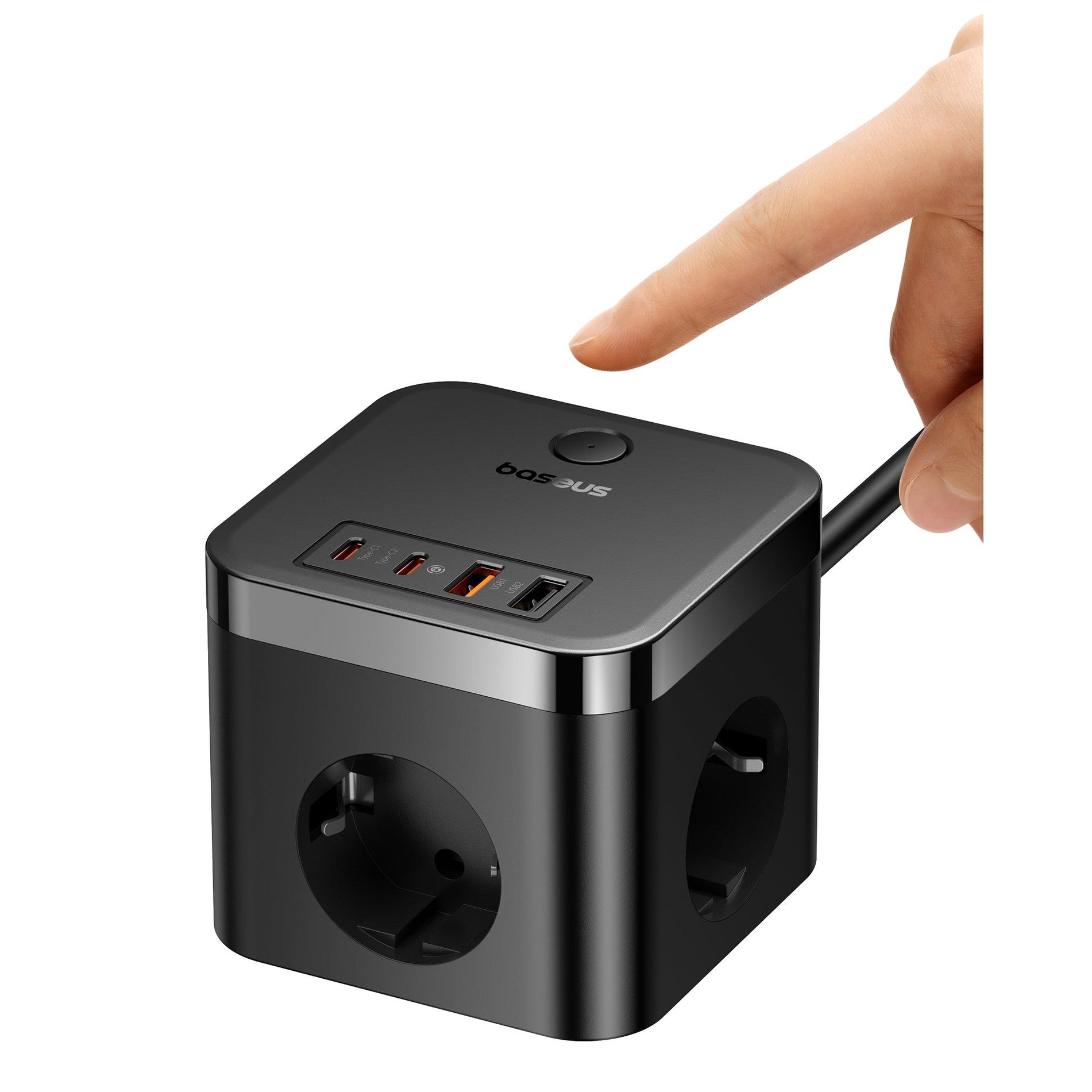Nabíjecí stanice Baseus PowerCombo Cube 30W 3xzásuvka, 2xUSB, 2xUSB-C černá