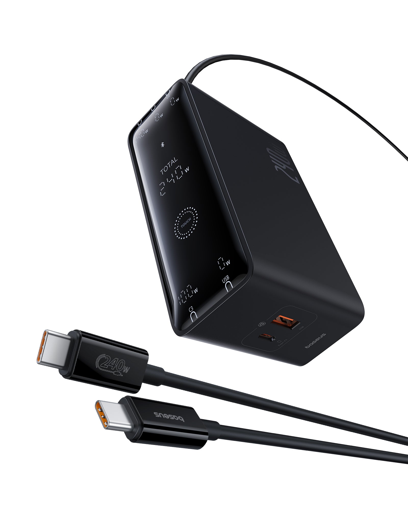 Nabíjecí stanice Baseus GaN Digital 240W 3xUSB-C, 1xUSB, 1xDC černá