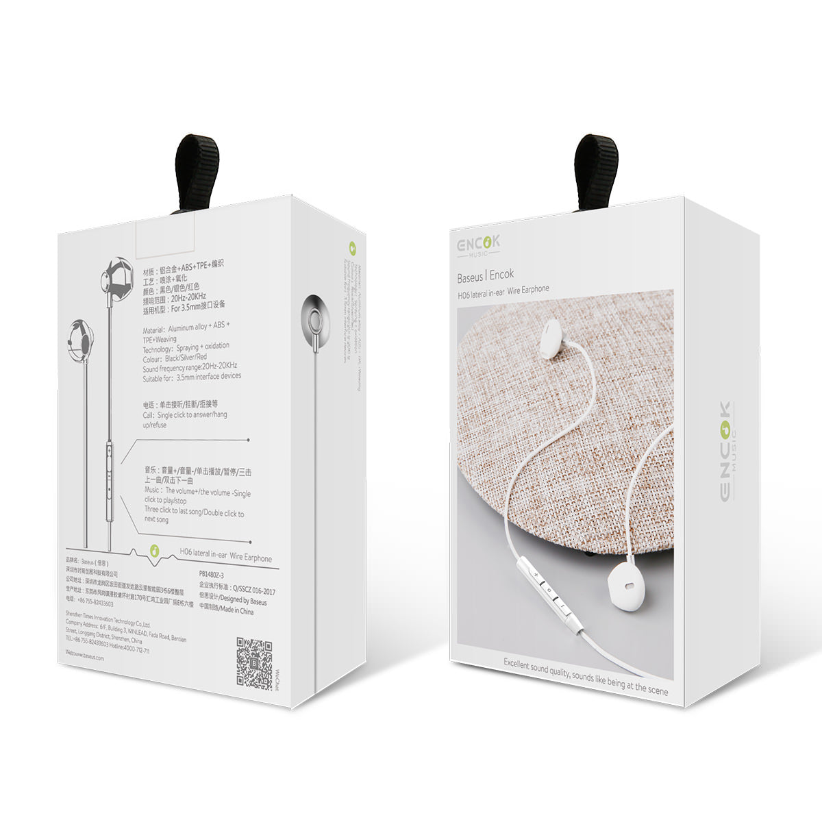 Sluchátka s mikrofonem Baseus Encok H06 3,5mm bílá