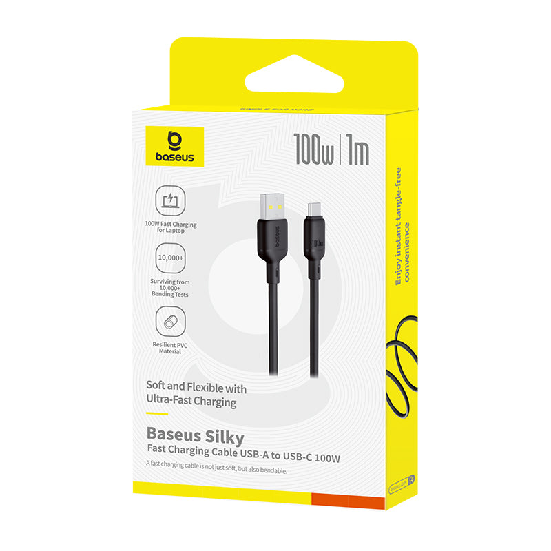 Kabel Baseus Silky USB/USB-C 1m 100W černý