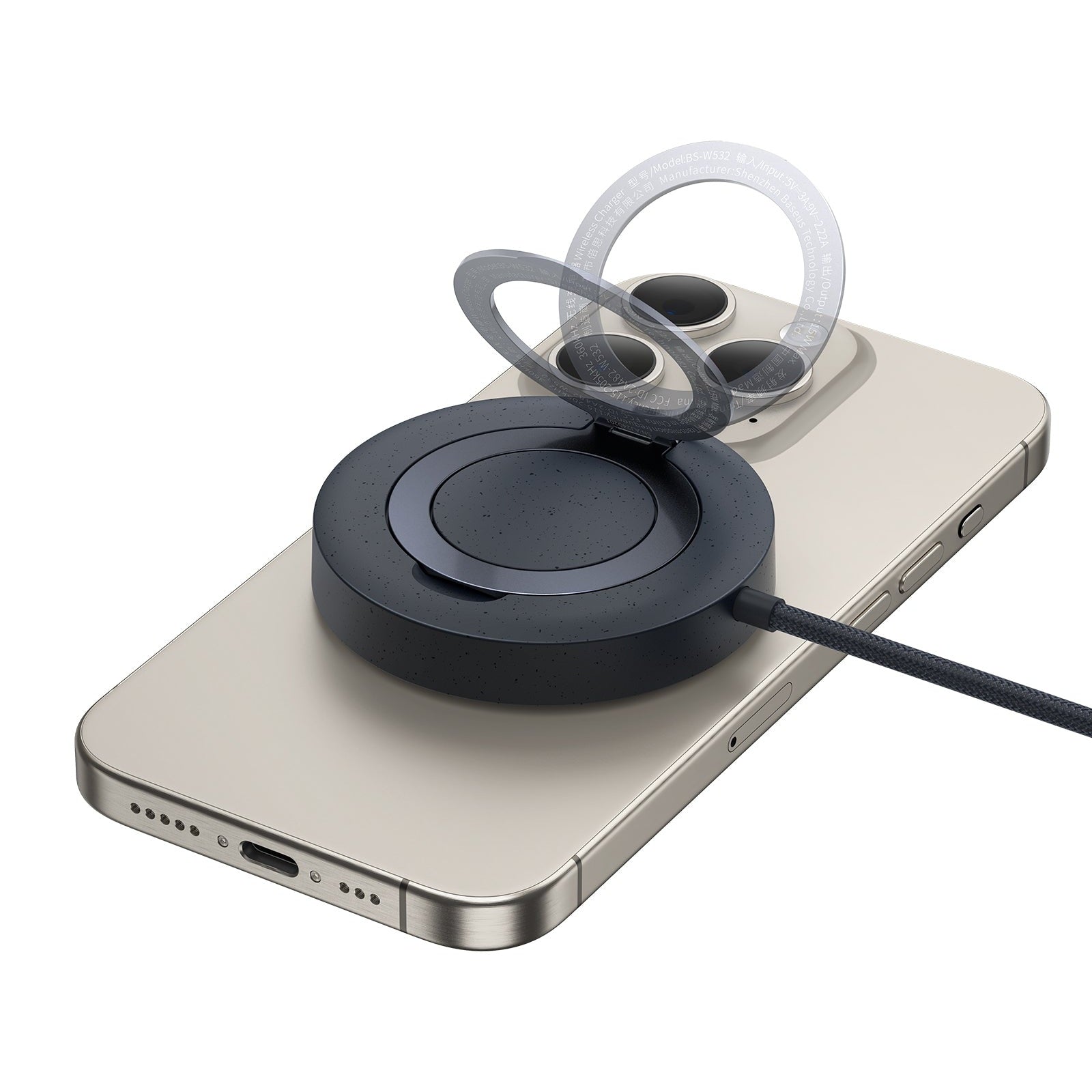 Bezdrátová nabíječka Baseus Simple Mini4 Qi2 15W kompatibilní s MagSafe černá