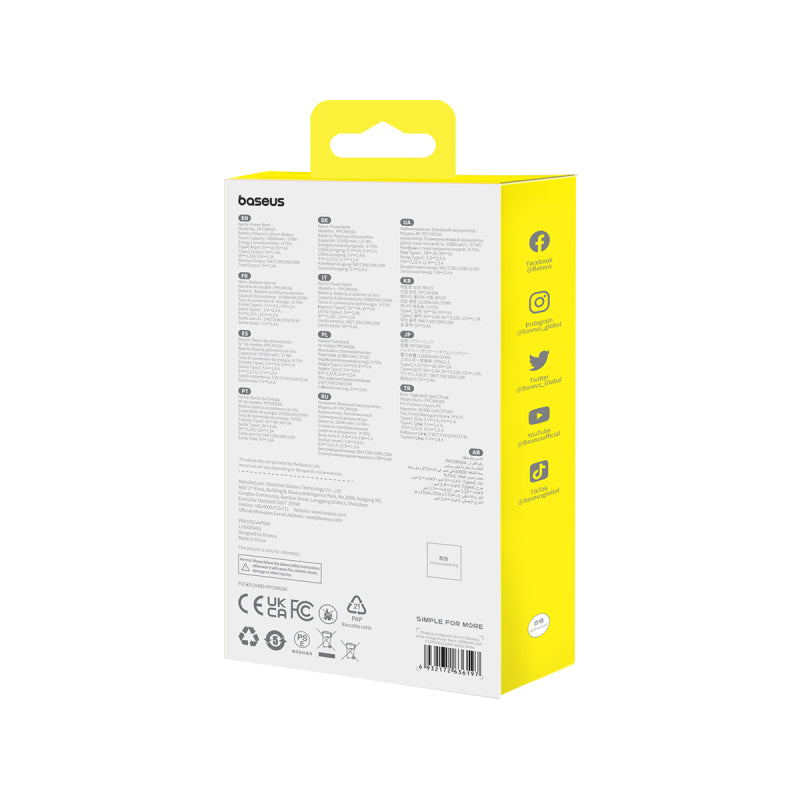 Bezdrátová powerbanka Baseus Magnetic Mini Air 10000mAh, 20W bílá