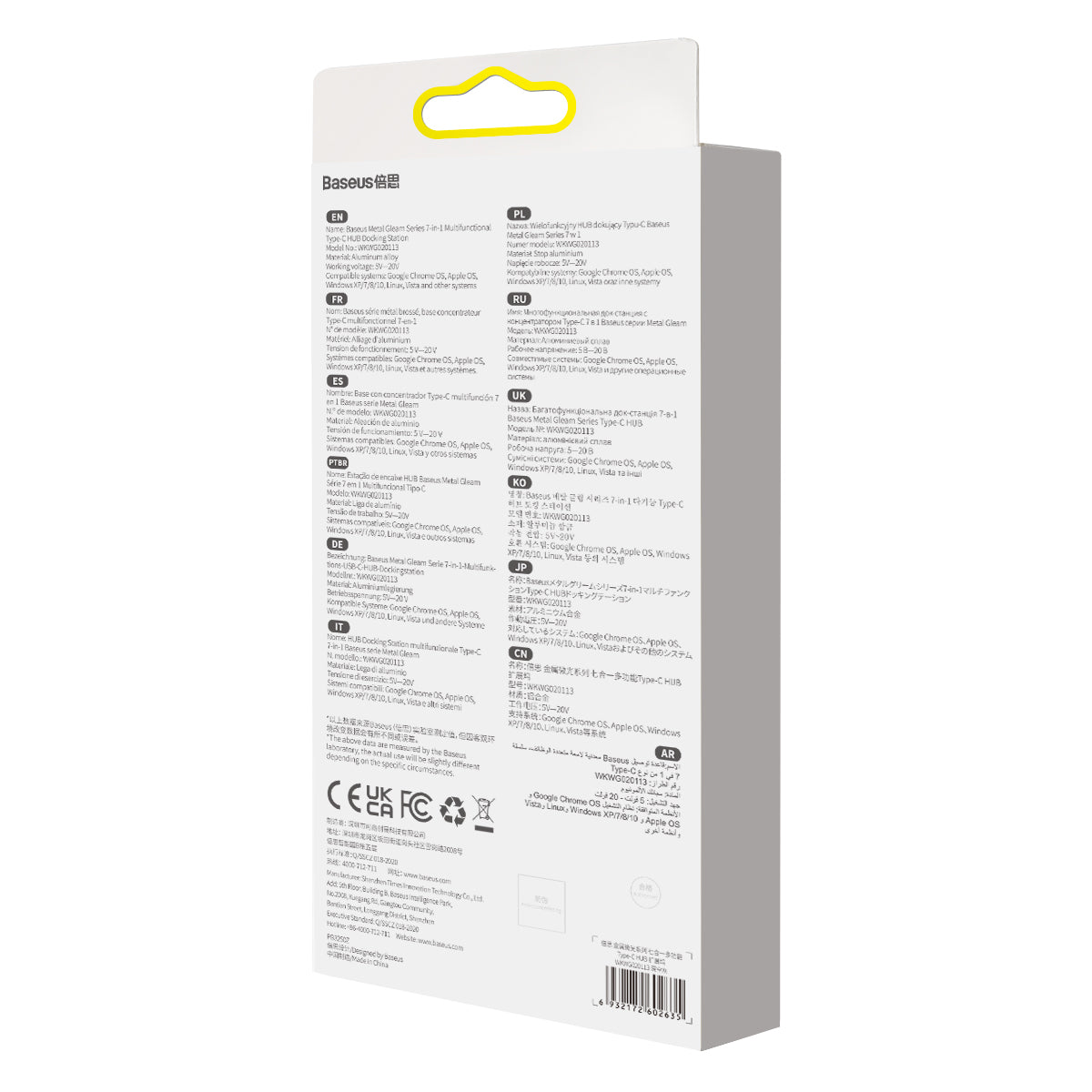 Dokovací stanice 7v1 Baseus 100W 2xUSB-C, 2xUSB, 1xHDMI, SD/microSD slot šedá