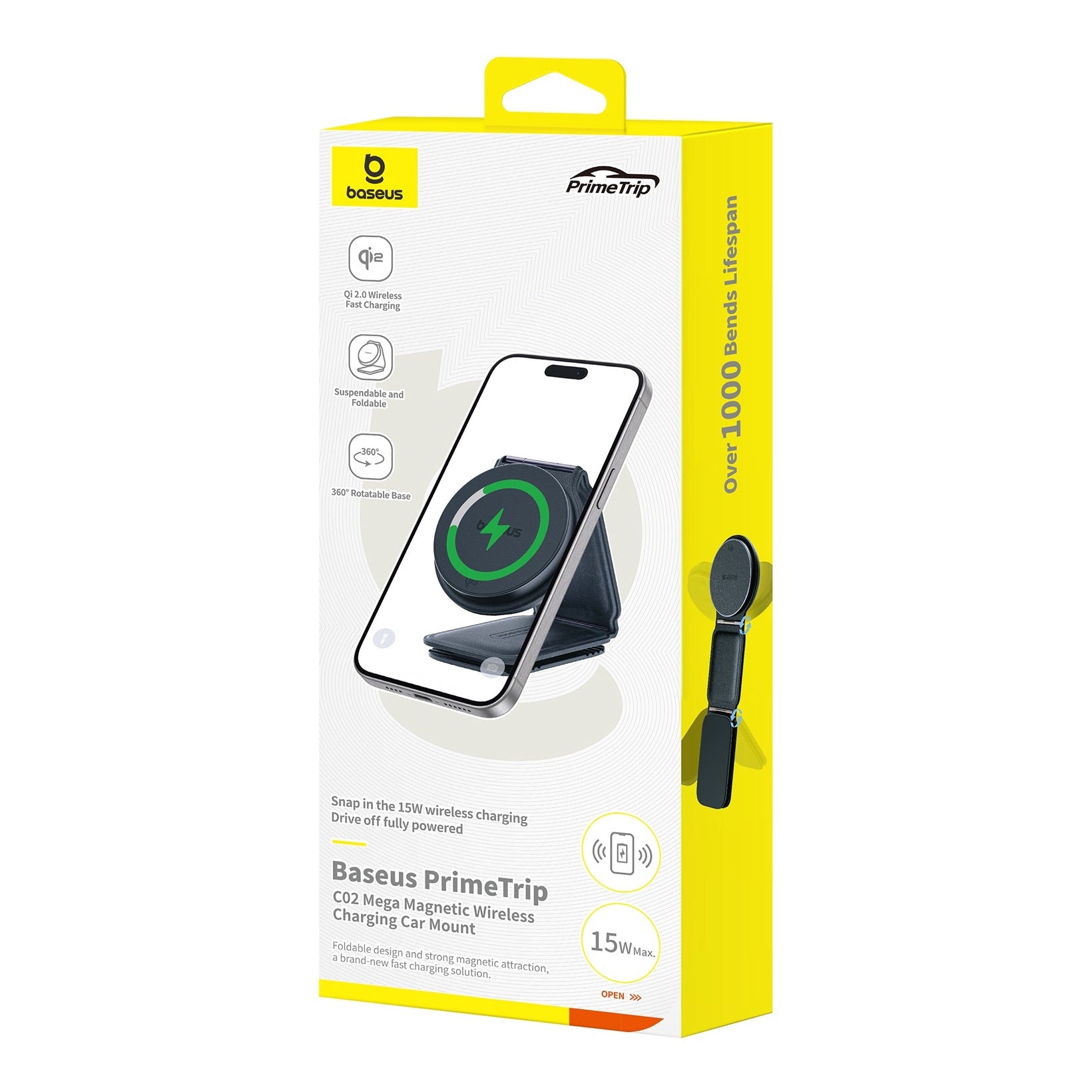 Držák do auta s bezdrátovým nabíjením Qi2 Baseus PrimeTrip C02 na palubní desce černý