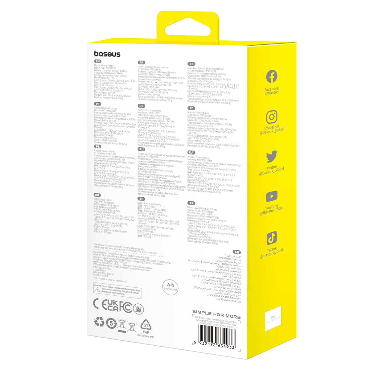 Powerbanka Baseus Star-Lord 10000mAh, 30W černá