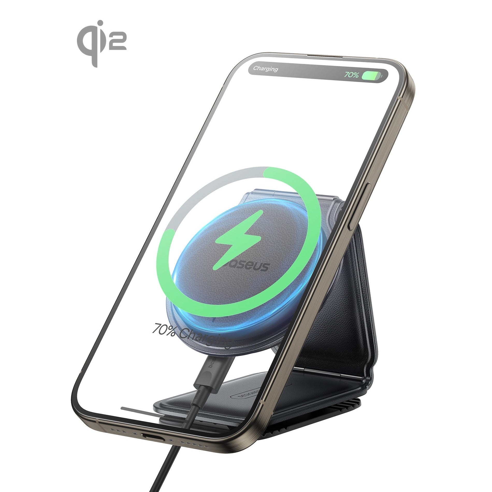 Držák do auta s bezdrátovým nabíjením Qi2 Baseus PrimeTrip C02 na palubní desce černý