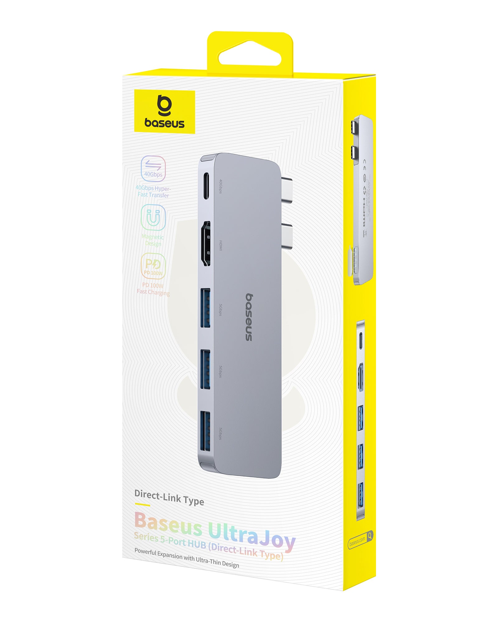 Dokovací stanice 5v1 Baseus Ultra Joy 100W 1xUSB-C, 3xUSB, 1xHDMI šedá