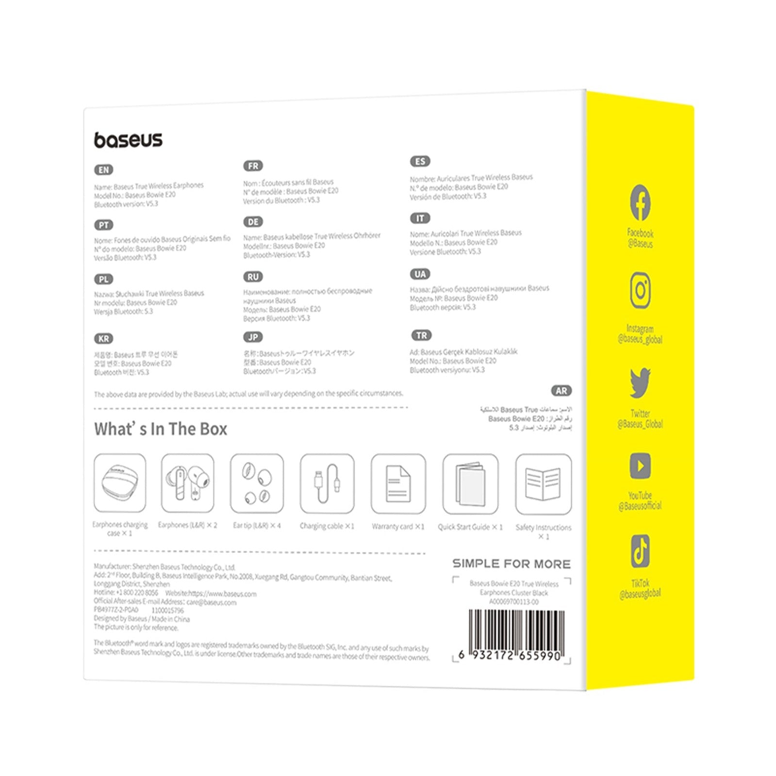 Bluetooth sluchátka Baseus Bowie E20 černá