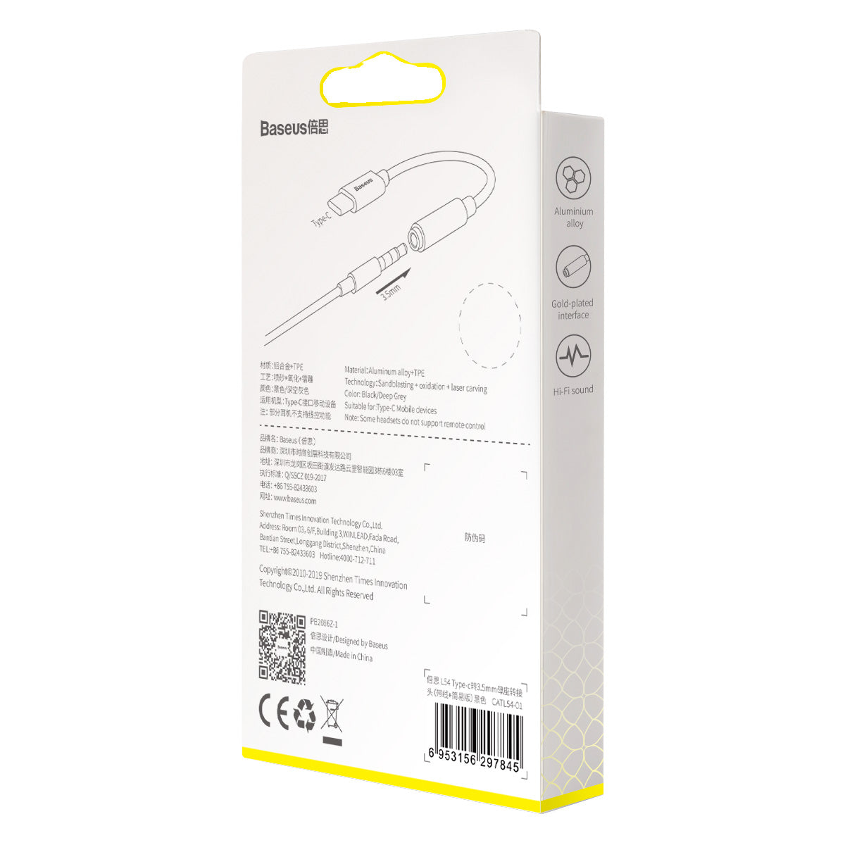 Audio adaptér Baseus z USB-C na 3,5mm jack černý