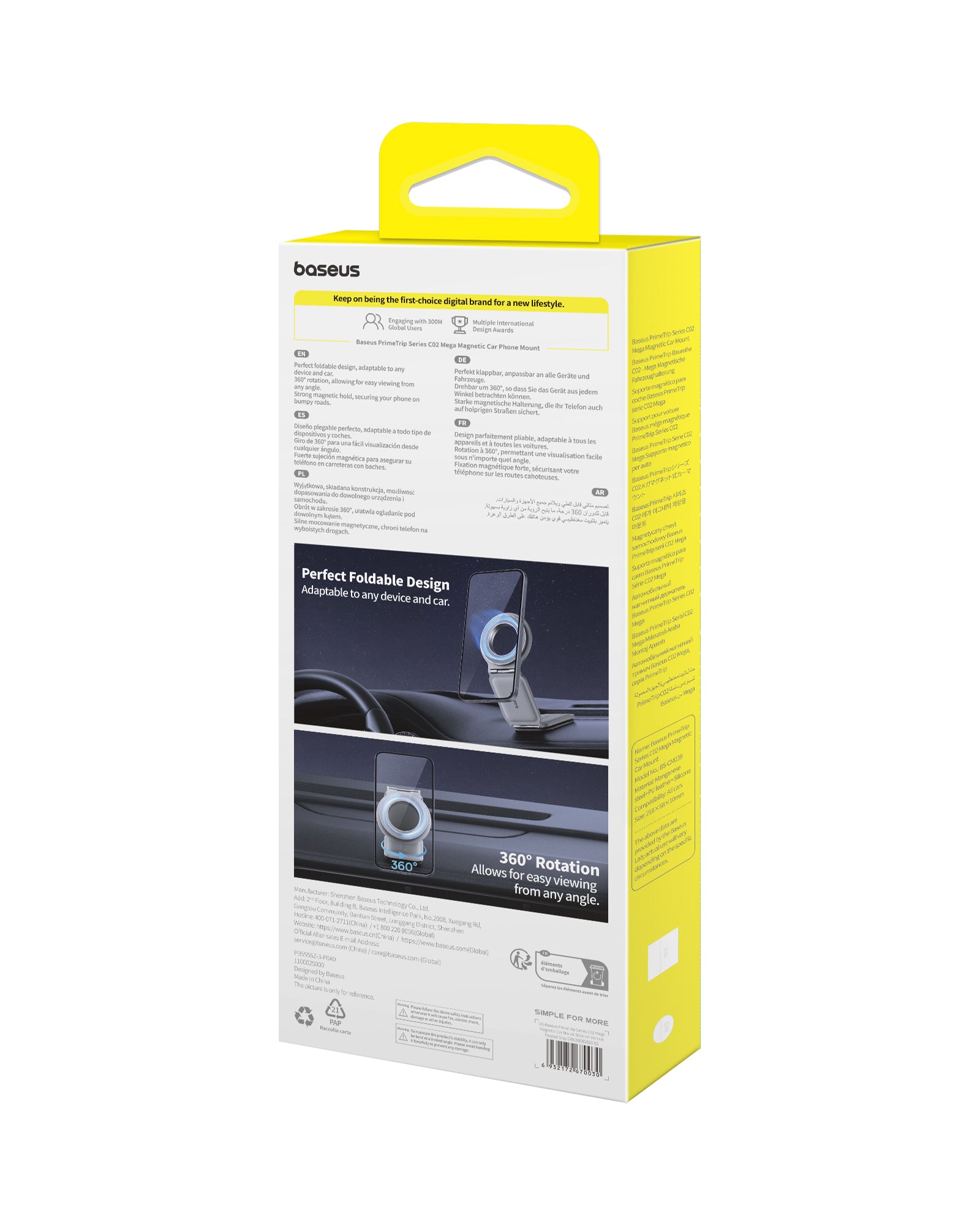 Držák do auta s magnetem Baseus C02 Prime Trip na palubní desku šedý