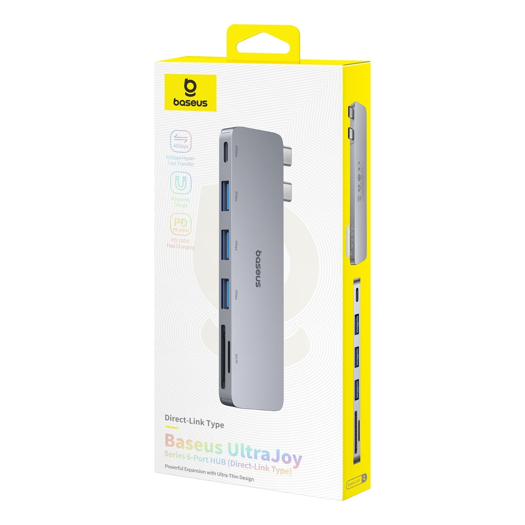 Dokovací stanice 6v1 Baseus Ultra Joy 1xUSB-C, 3xUSB, SD/microSD slot šedá