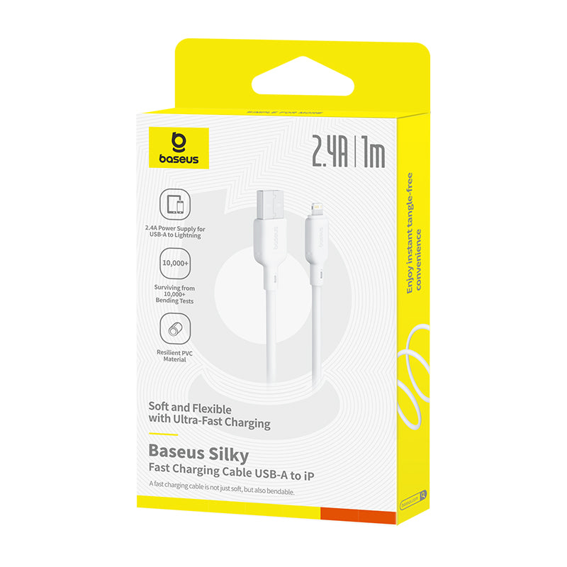 Kabel Baseus Silky USB/Lightning 1m 2,4A bílý