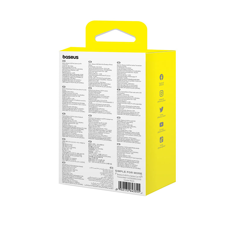 FM vysílač Baseus S09 Pro černý