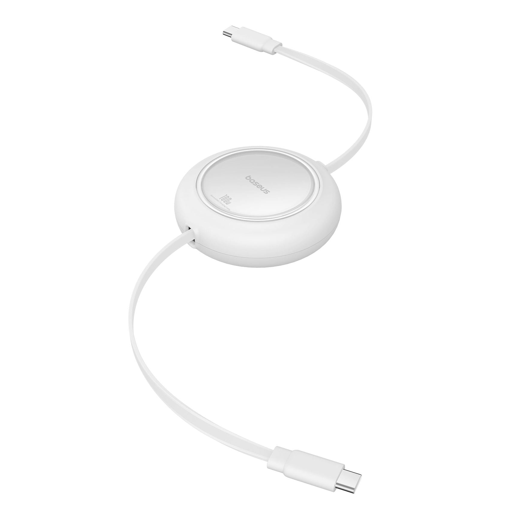 Navíjecí kabel Baseus Free2Pull USB-C/USB-C s nastavitelnou délkou až 1m 100W bílý