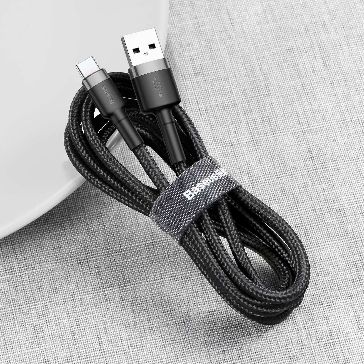 Kabel Baseus Cafule USB/USB-C 3m 2A šedo-černý
