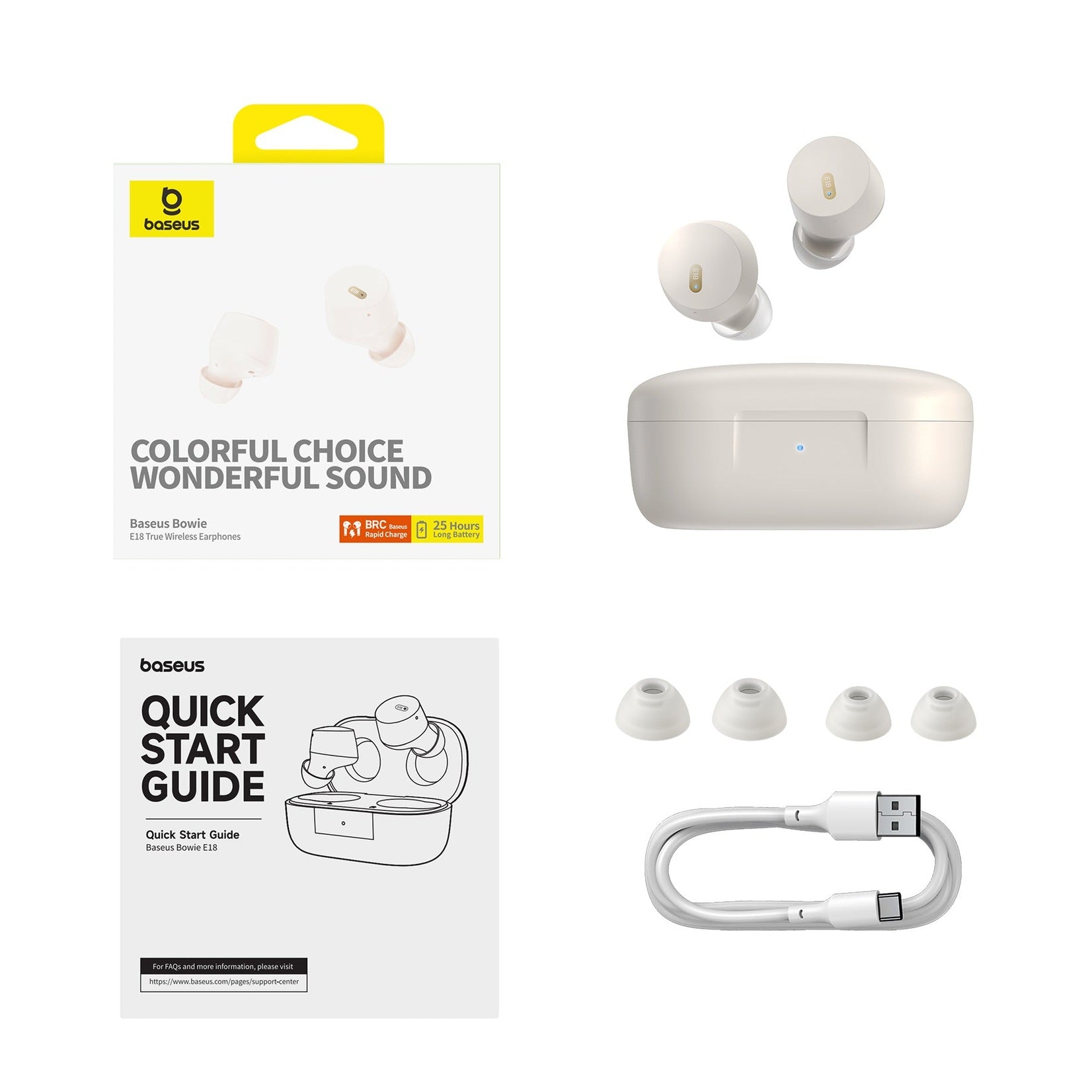 Bluetooth sluchátka Baseus Bowie E18 bílá