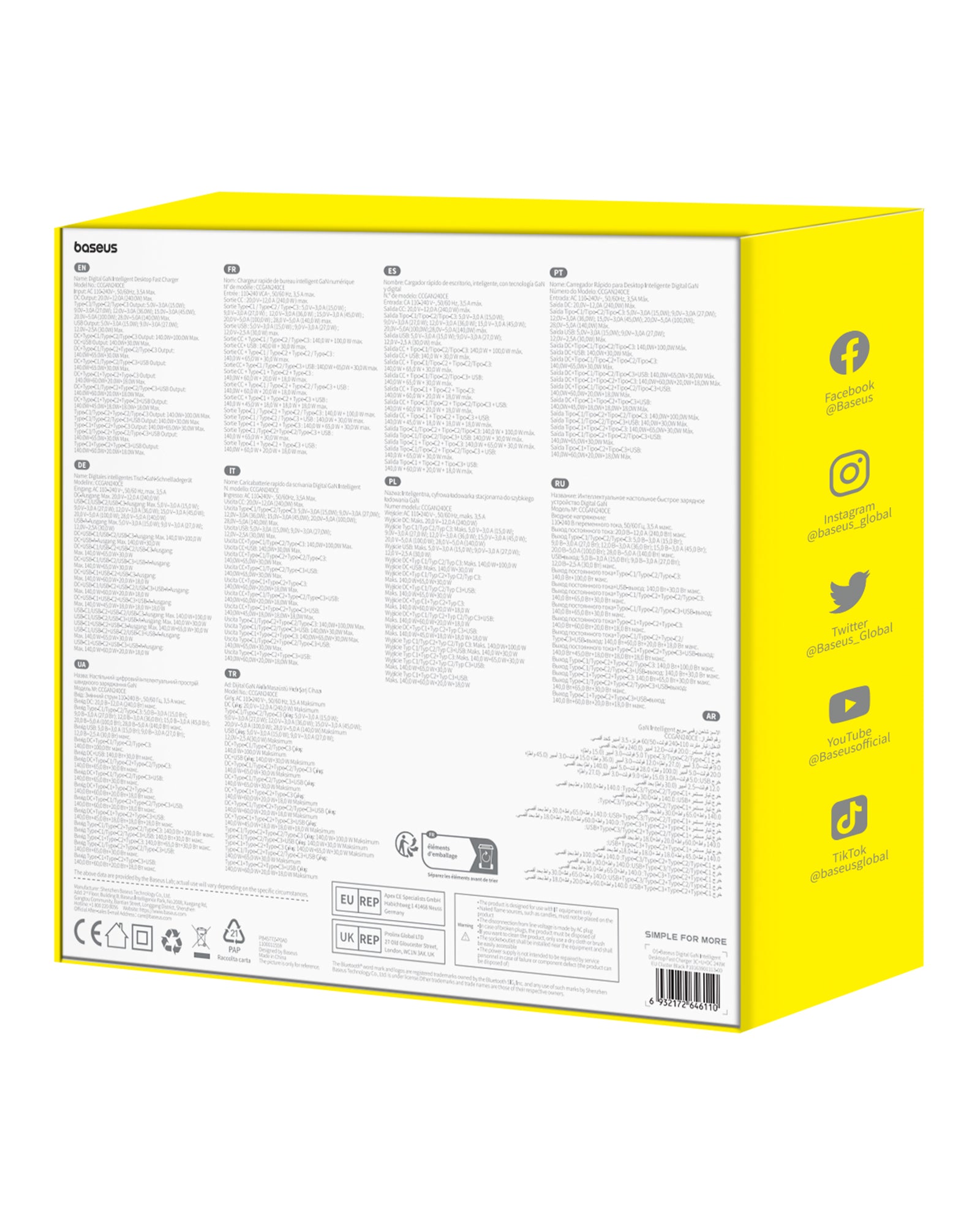 Nabíjecí stanice Baseus GaN Digital 240W 3xUSB-C, 1xUSB, 1xDC černá