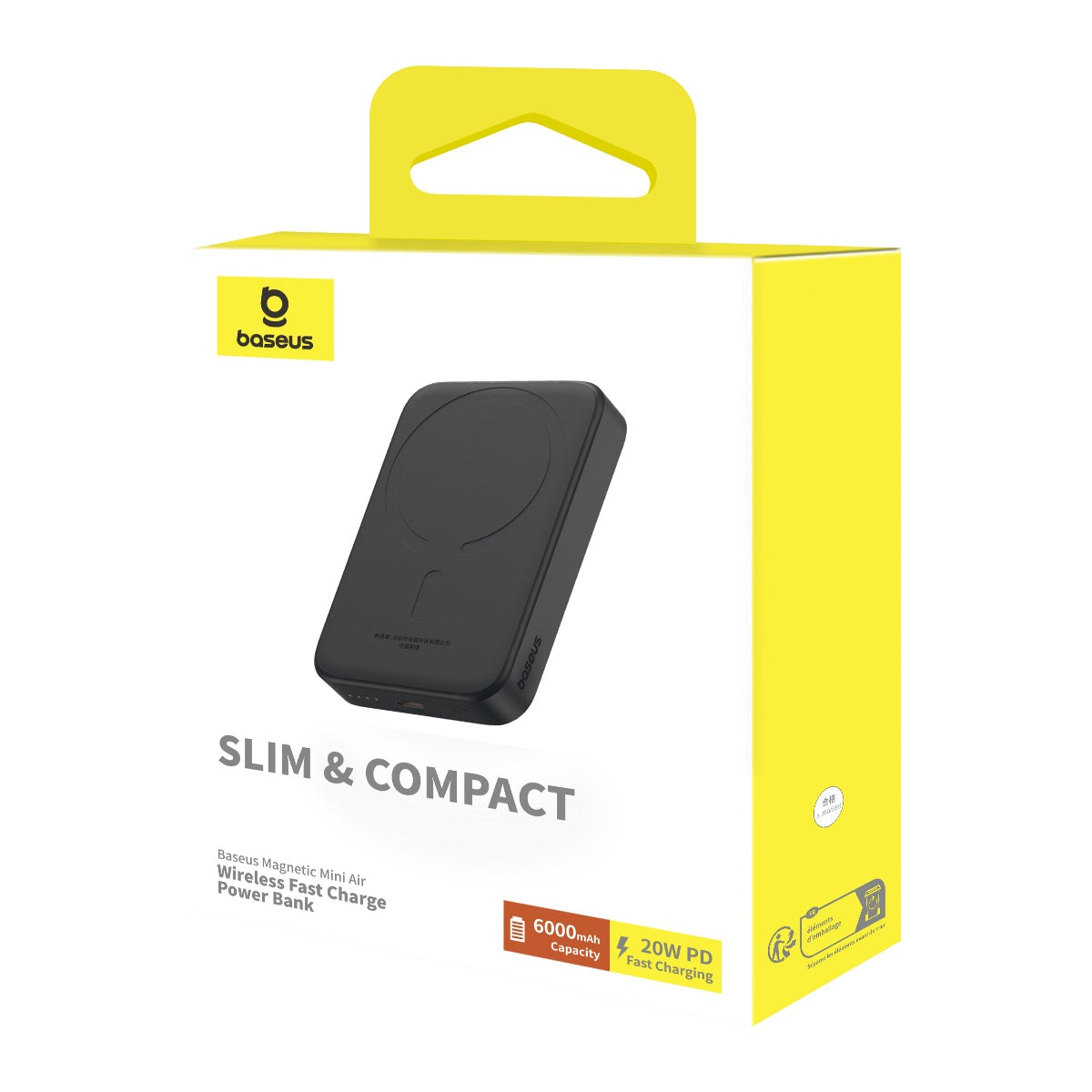 Bezdrátová powerbanka Baseus Magnetic Mini Air 6000mAh, 20W černá