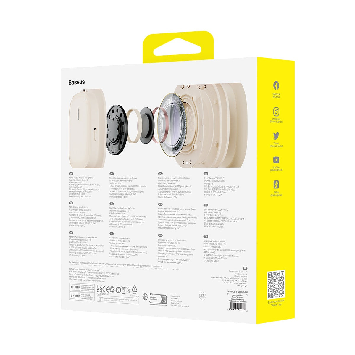 Bluetooth sluchátka Baseus Bowie H1i s ANC bílá