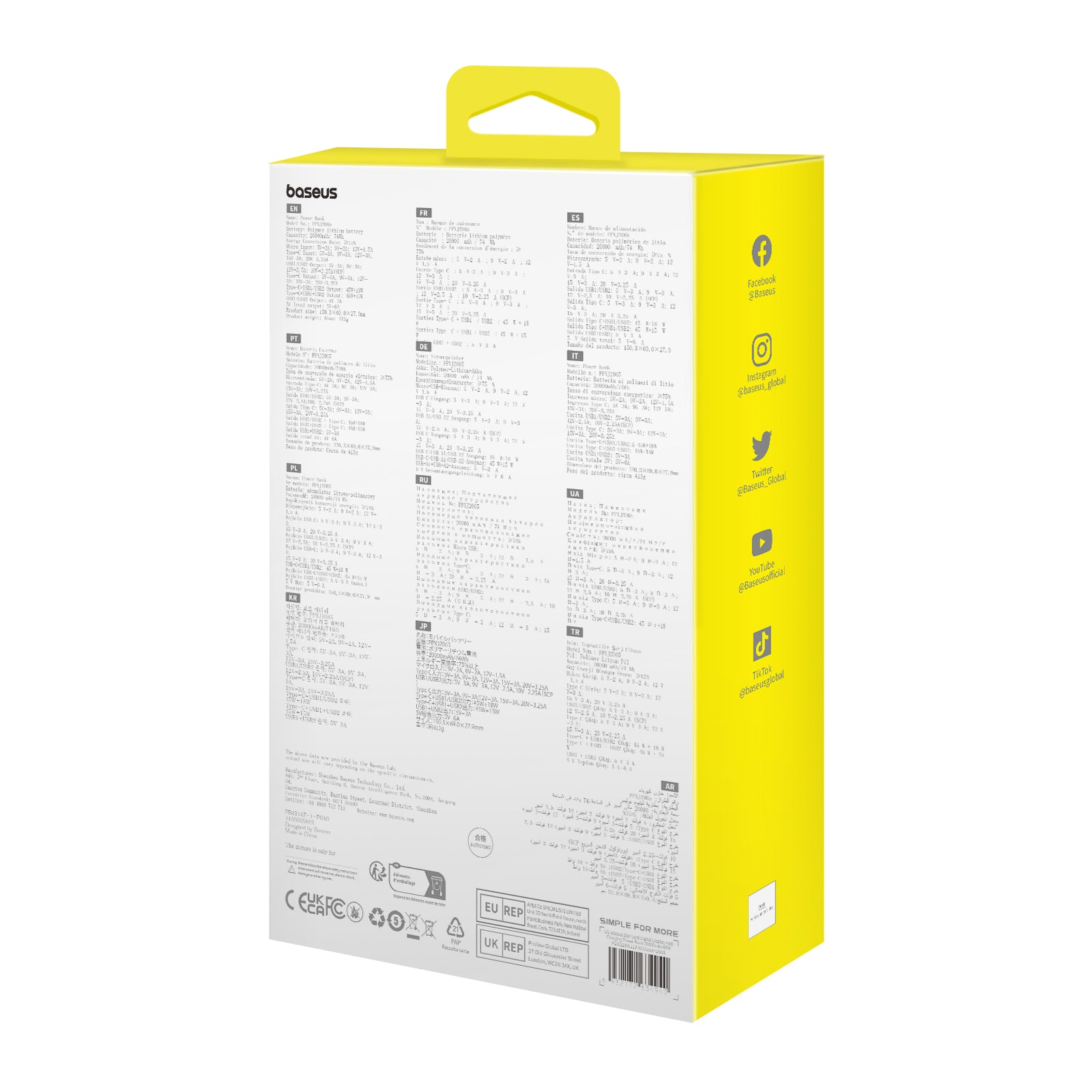 Powerbanka Baseus Star-Lord 20000mAh, 65W černá