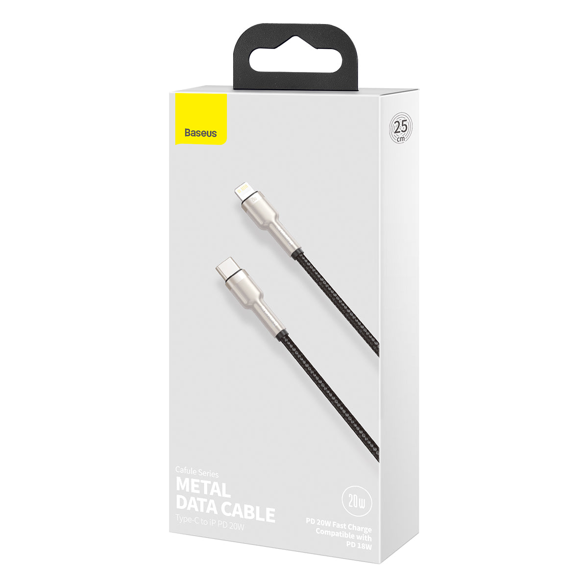 Kabel Baseus Cafule USB-C/Lightning 25cm 20W černý