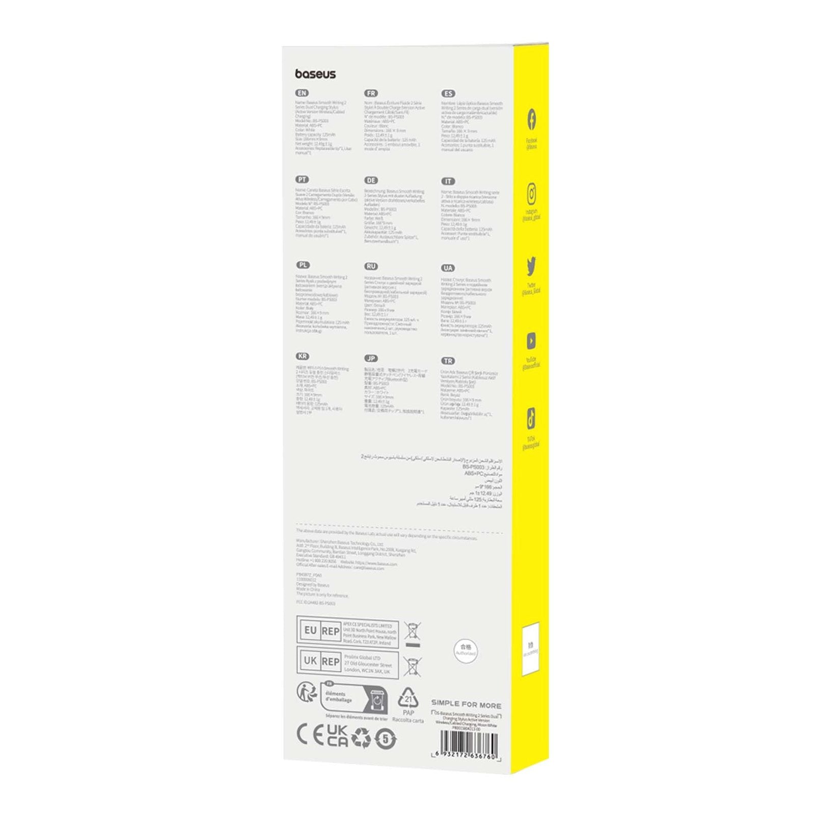 Stylus Baseus Smooth Writing 2 s bezdrátovým a kabelovým nabíjením USB-C bílý