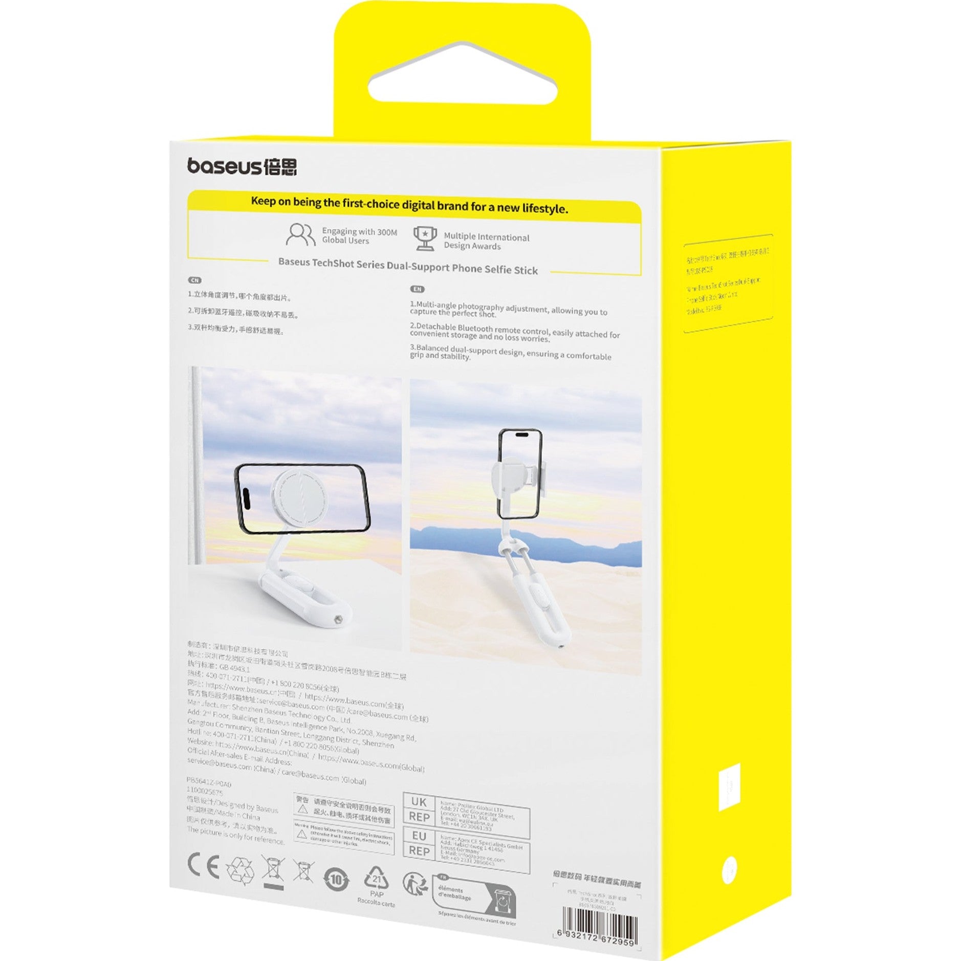 Selfie tyč s bluetooth Baseus TechShot bílá