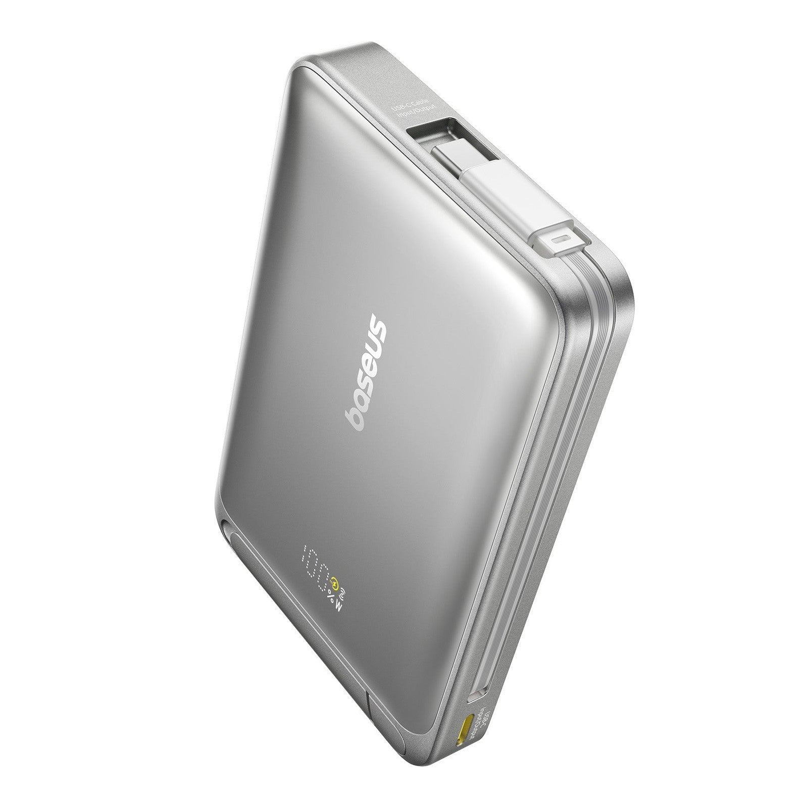 Powerbanka Baseus Nomos Qi2 10000mAh, 45W, s kabelem USB-C šedá